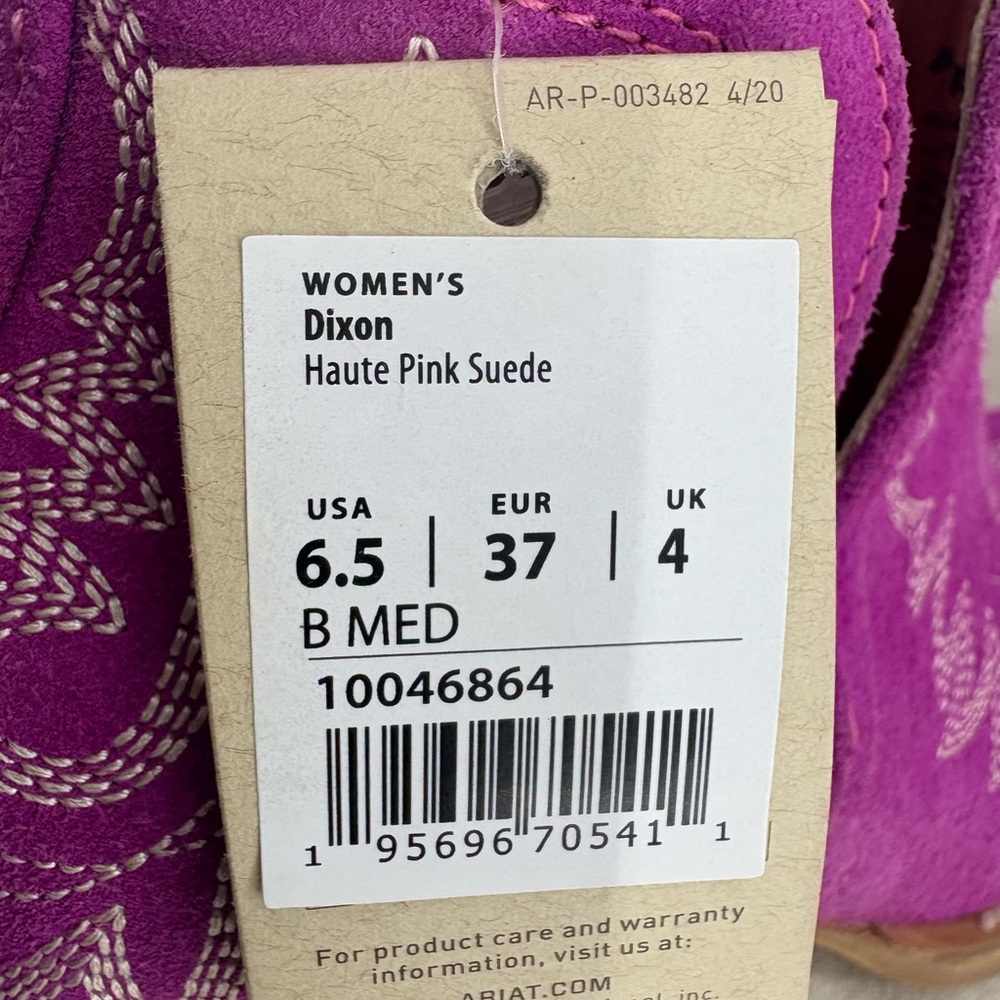 Ariat Dixon Women's Fuchsia Ankle Booties size 6.5M NIB - Picture 8 of 9